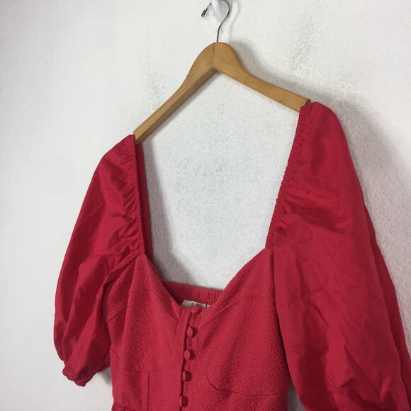 NWT Anthropologie Maeve Pink Puff-Sleeved Sweetheart Mini Dress Medium Coquette - Picture 7 of 13